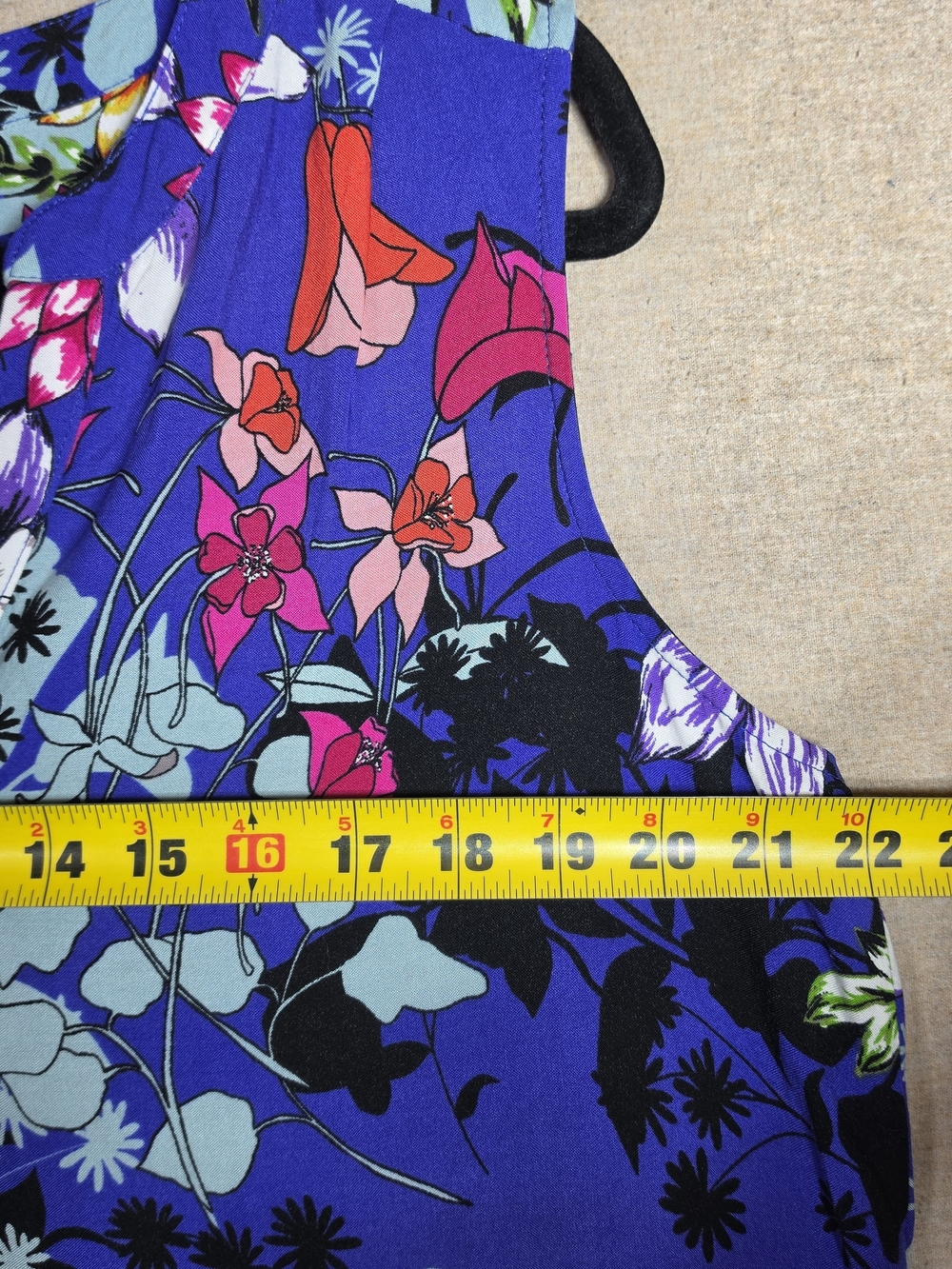 Cupio Womens L Sleeveless Blue Floral Shirt Dress - Picture 5 of 10
